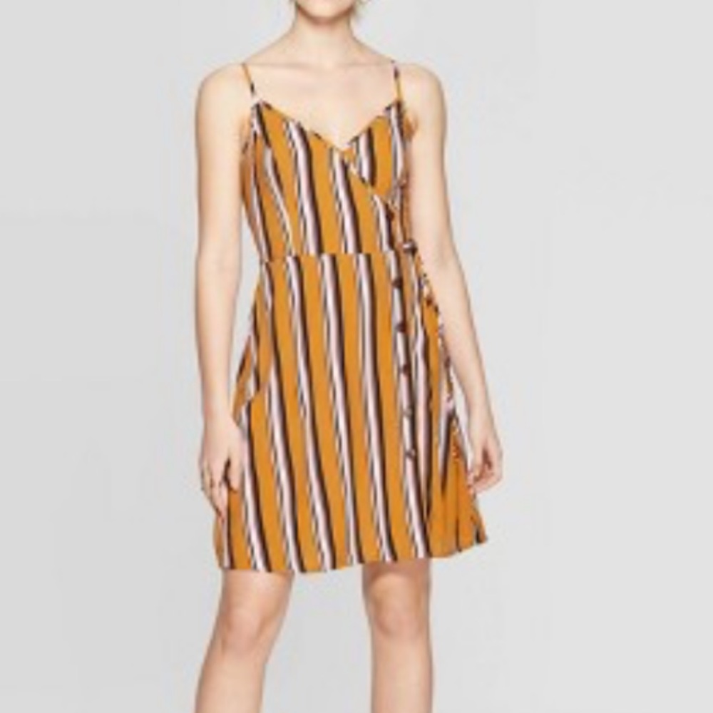 New Xhilaration mustard striped dress XL